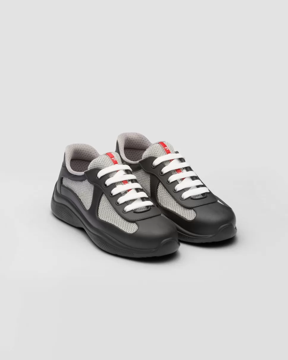 Cheap Prada America’s Cup Sneaker Aus Weichem Gummi Und Bike-gewebe Schwarz