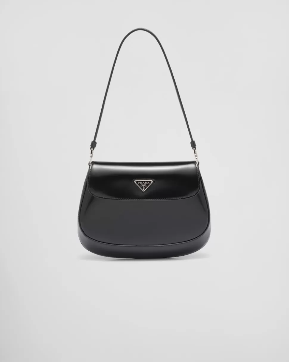 Discount Prada Cleo Schultertasche Aus Leder Klappe Schwarz