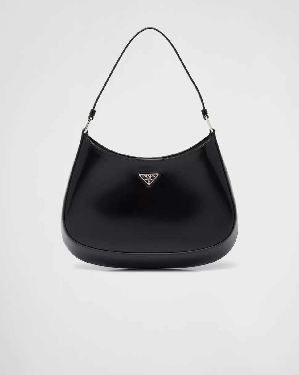 Cheap Prada Cleo Schultertasche Gebürstetes Leder Schwarz