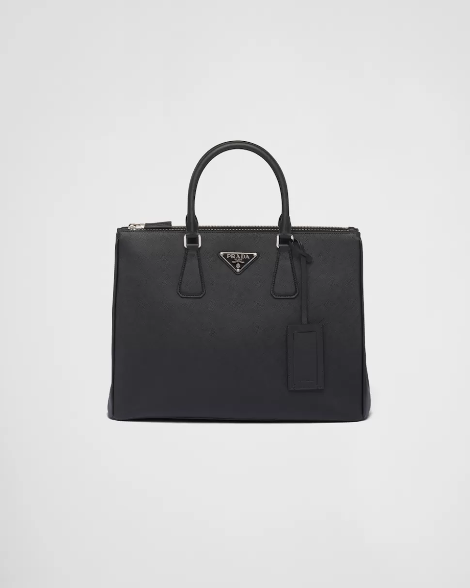 Cheap Prada Galleria Tasche Aus Saffiano Schwarz