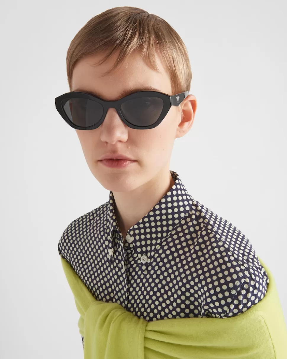 Online Prada Logo Sonnenbrille SchiefergraueGläser