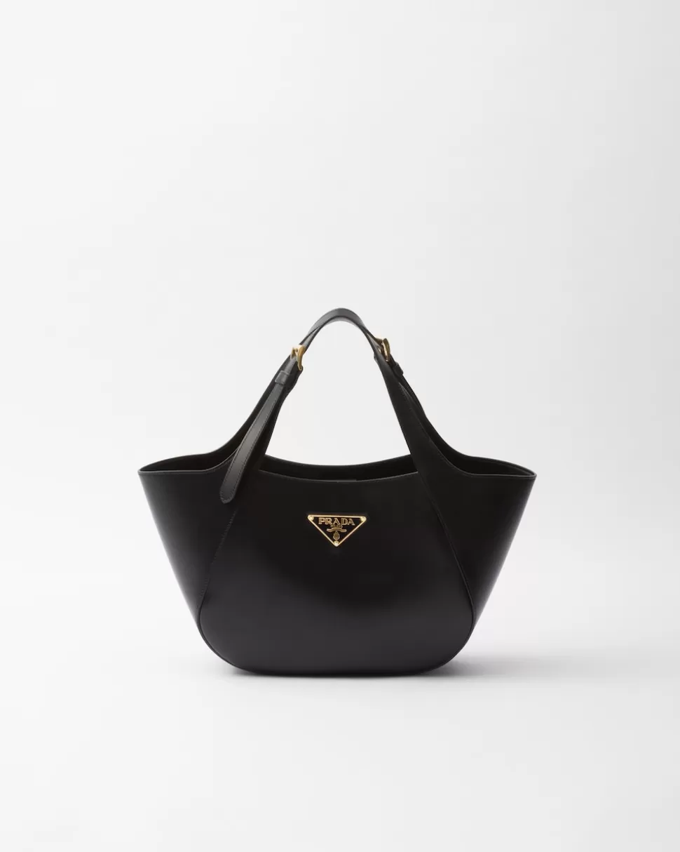 Best Prada Mittelgroße Tote Bag Aus Leder Schwarz