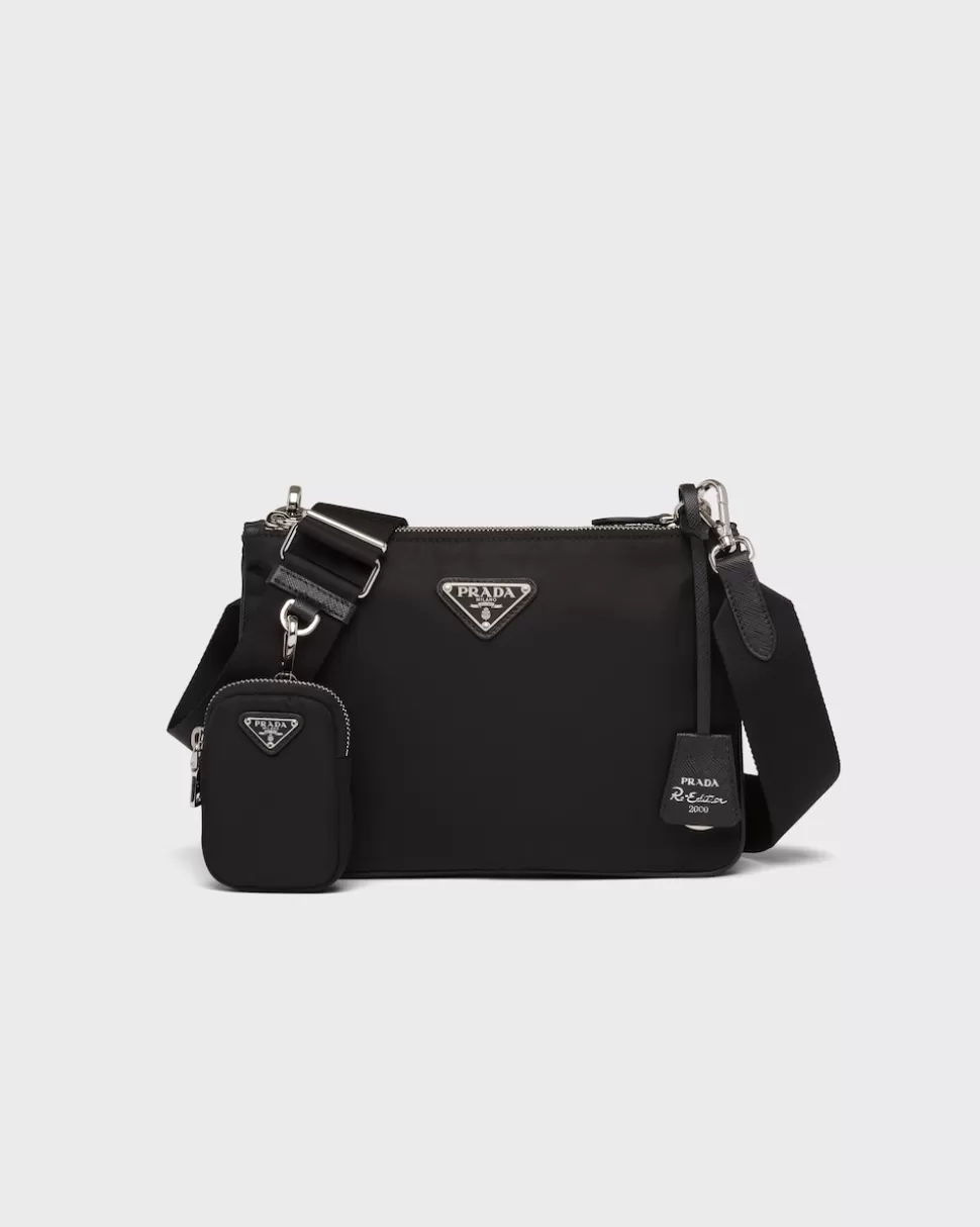 Cheap Prada Re-edition 2000 Tasche Aus Re-nylon Und Saffiano Schwarz