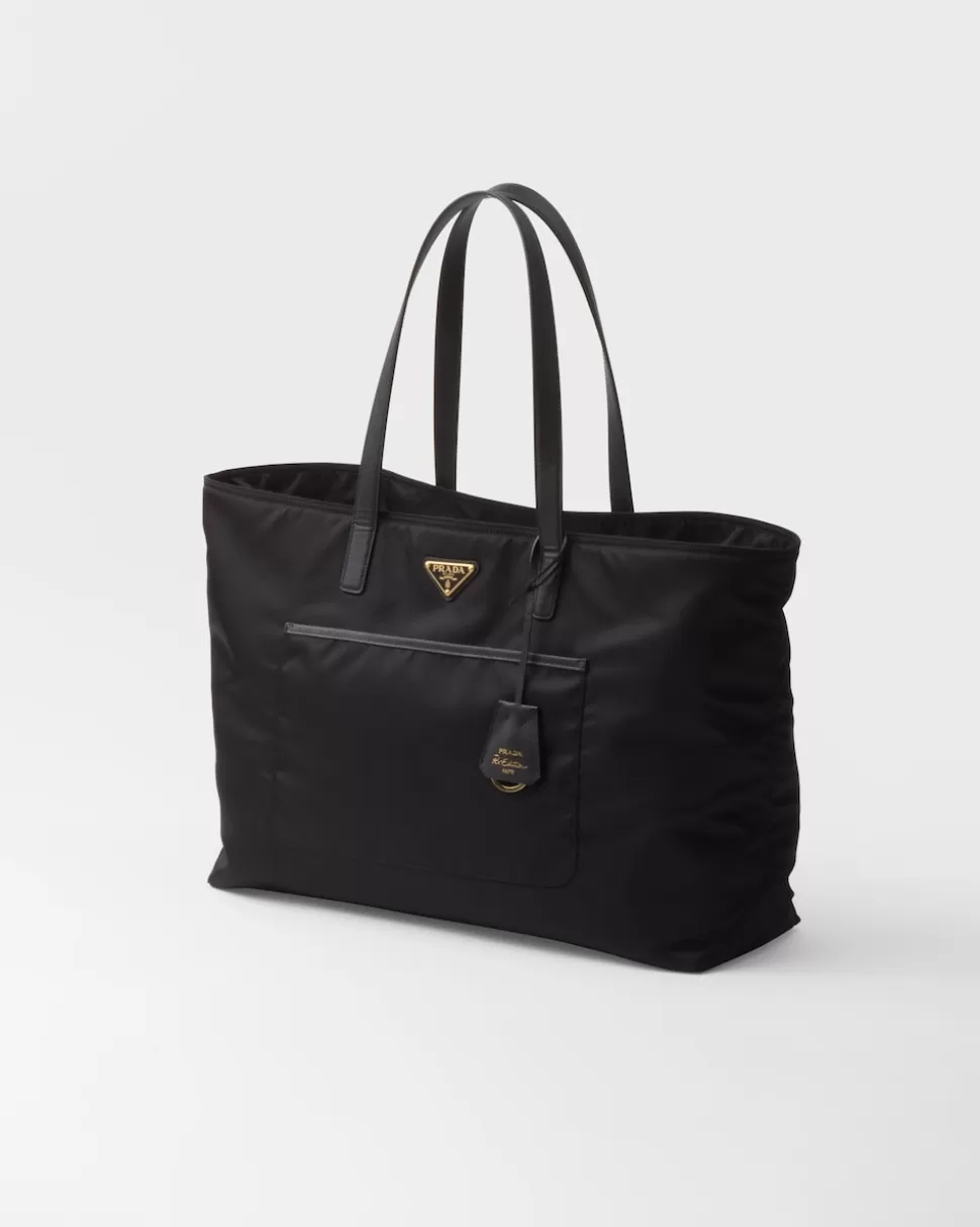 Cheap Prada Re-edition 1978 Große Tote Bag Aus Re-nylon Und Saffiano-leder Schwarz