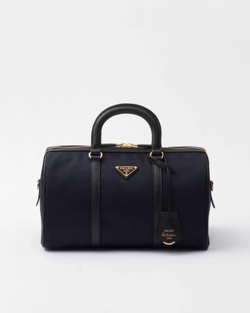 Cheap Prada Re-edition 1978 Mittelgroße Henkeltasche Aus Re-nylon Und Saffiano-leder Schwarz