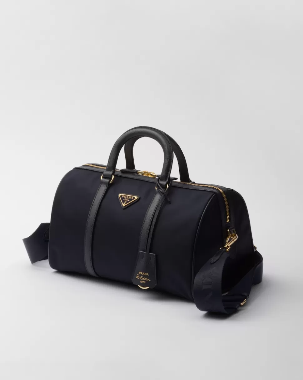 Cheap Prada Re-edition 1978 Mittelgroße Henkeltasche Aus Re-nylon Und Saffiano-leder Schwarz