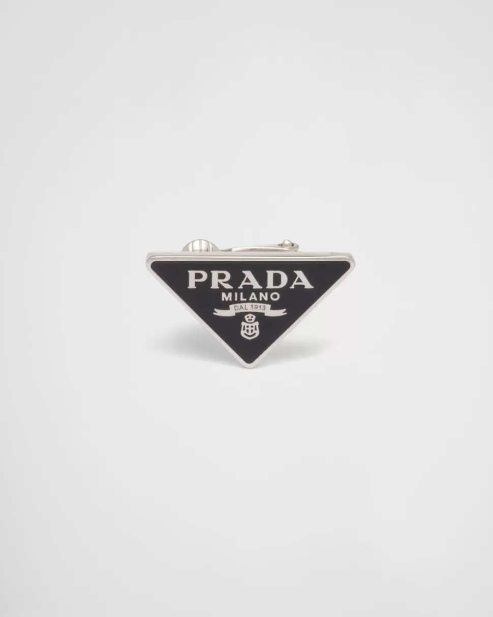 Cheap Prada Symbole Linker Ohrclip Schwarz