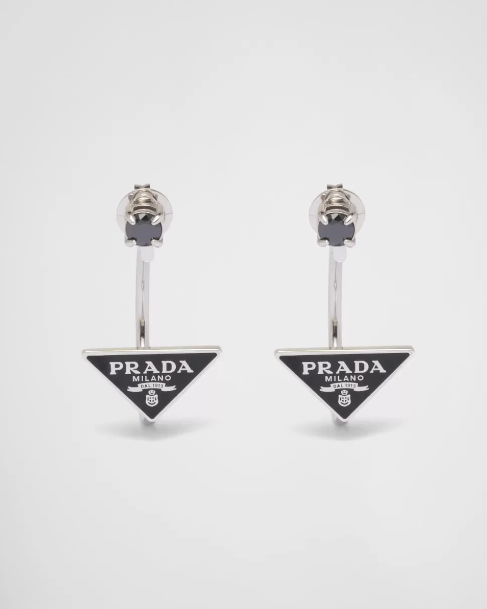 Best Sale Prada Symbole Ohrringe Weiss/Kristall