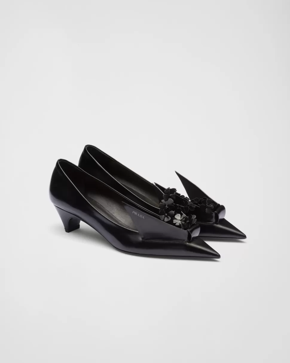 Cheap Prada Pumps Aus Gebürstetem Leder Schwarz