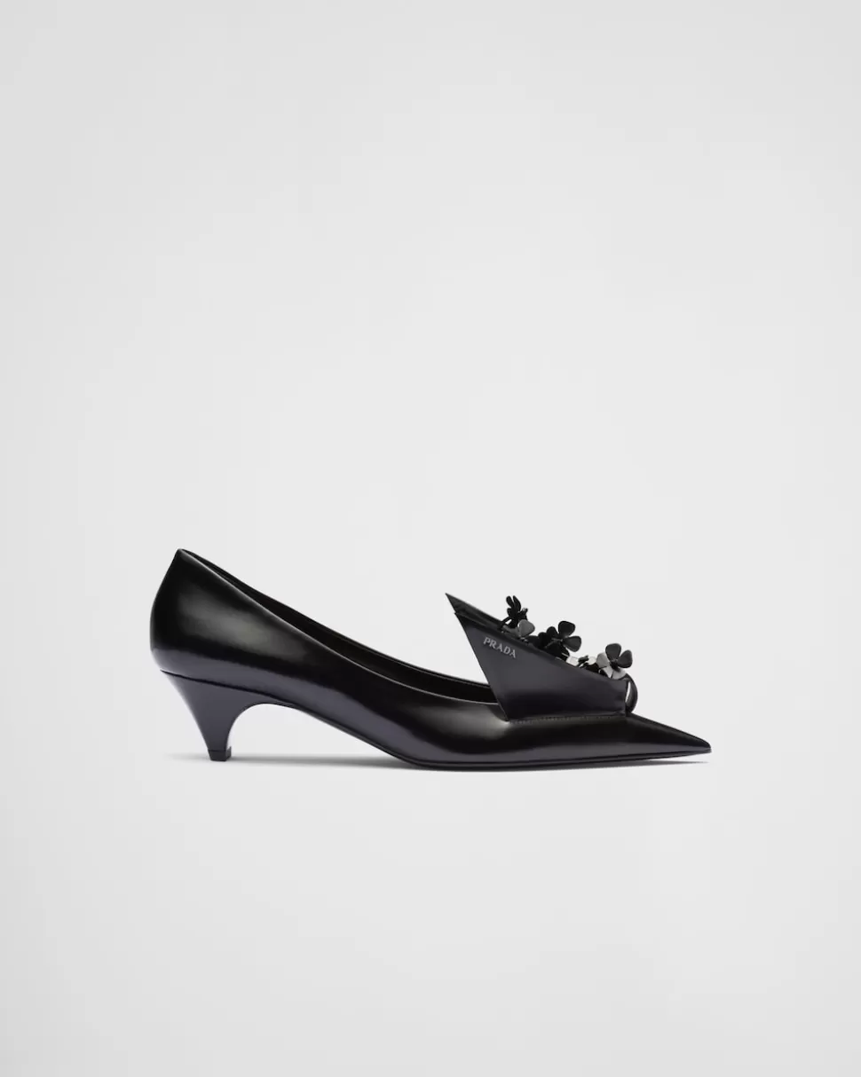 Cheap Prada Pumps Aus Gebürstetem Leder Schwarz