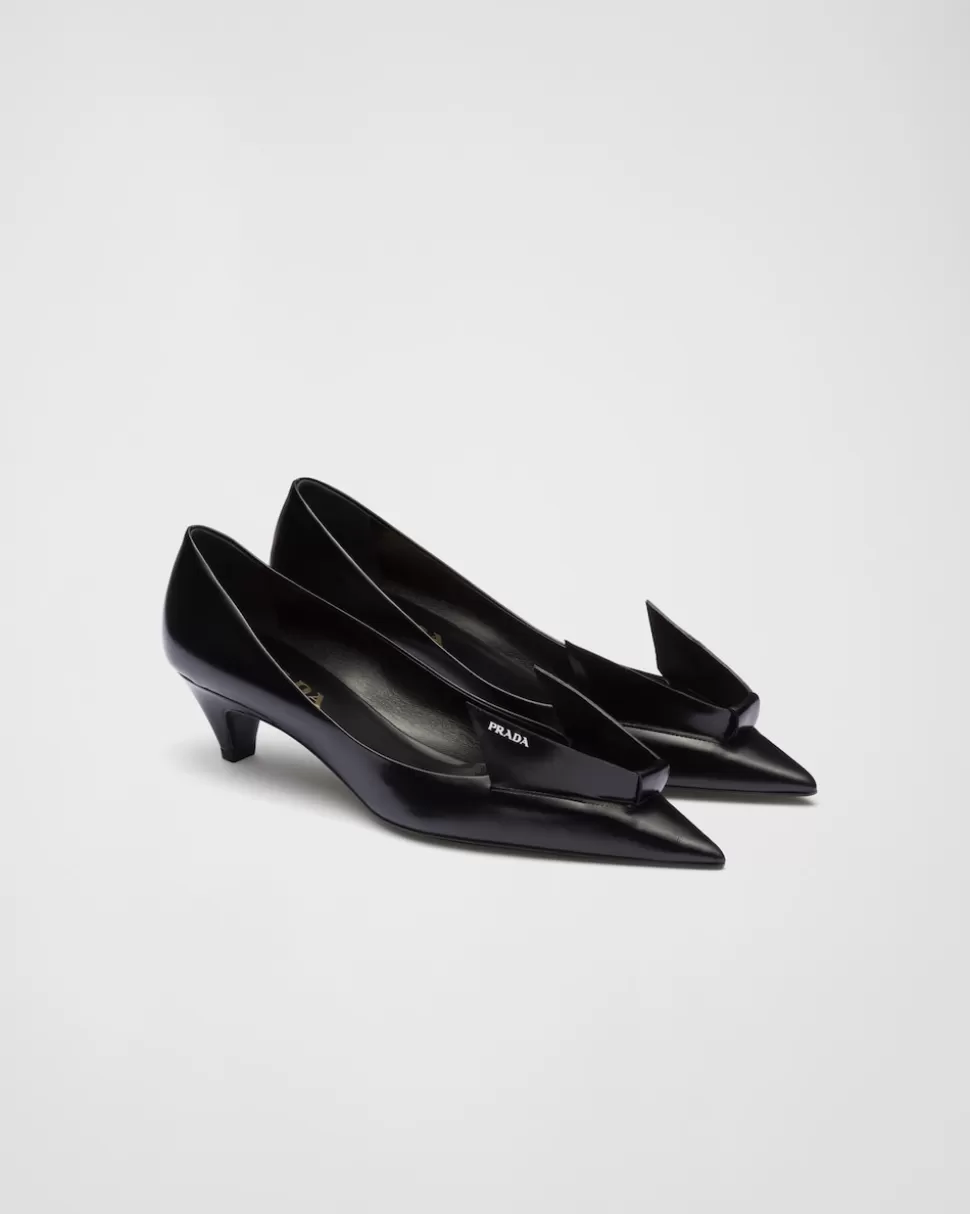 Cheap Prada Pumps Aus Gebürstetem Leder Schwarz