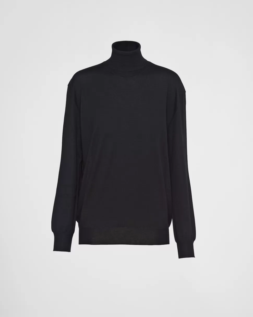 Best Sale Prada Rollkragenpullover Aus Kaschmir Und Wolle Schwarz