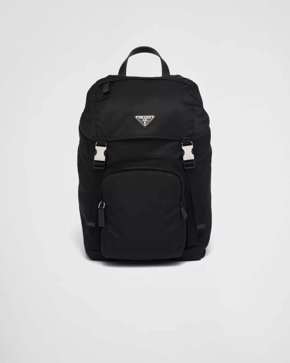 Best Sale Prada Rucksack Aus Re-nylon Und Saffiano-leder Schwarz