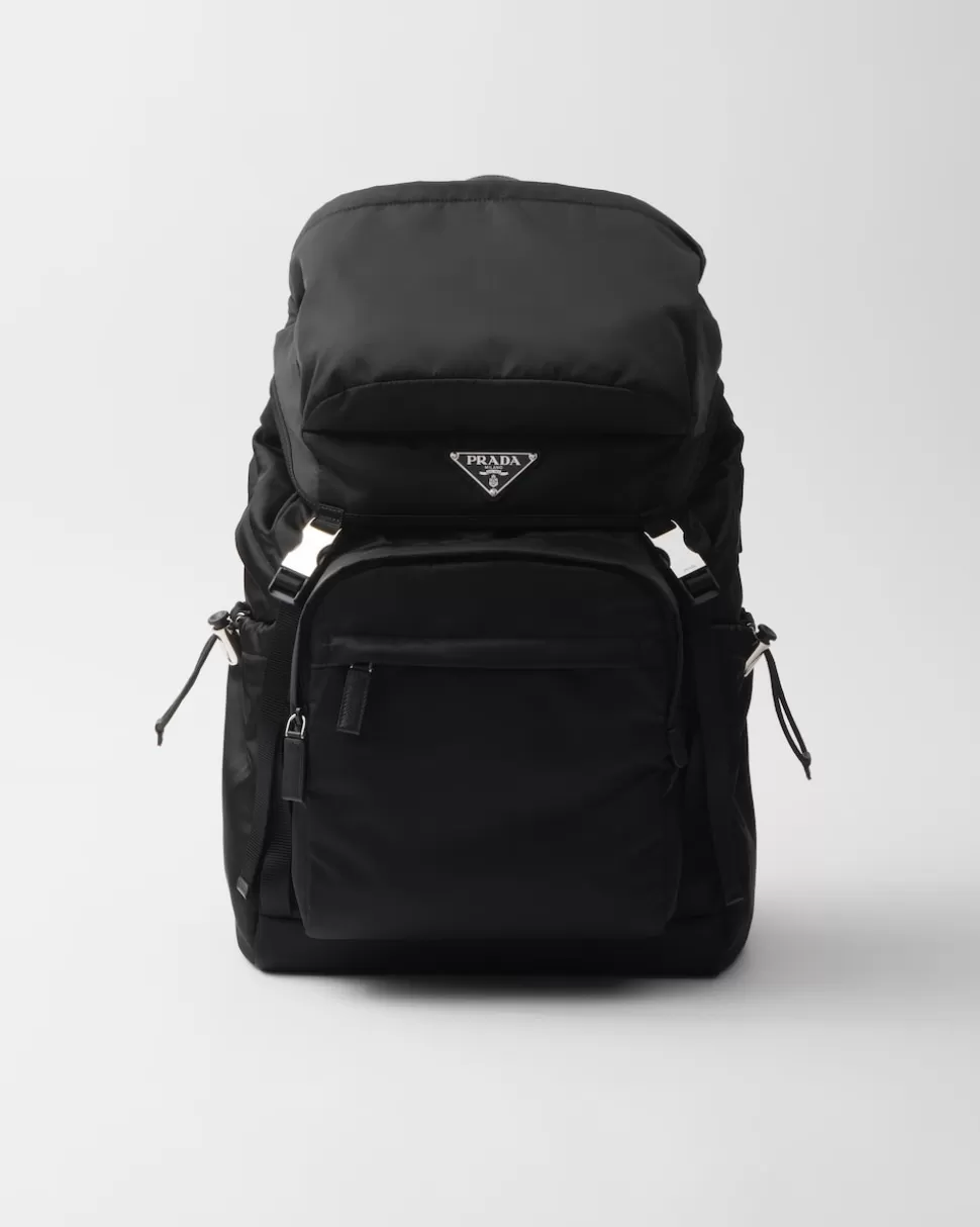 Fashion Prada Rucksack Aus Re-nylon Und Saffiano-leder Schwarz