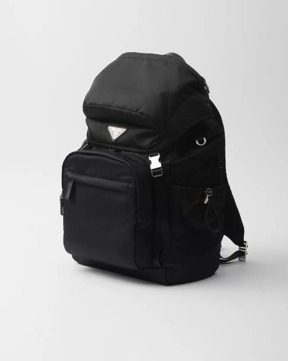 Fashion Prada Rucksack Aus Re-nylon Und Saffiano-leder Schwarz