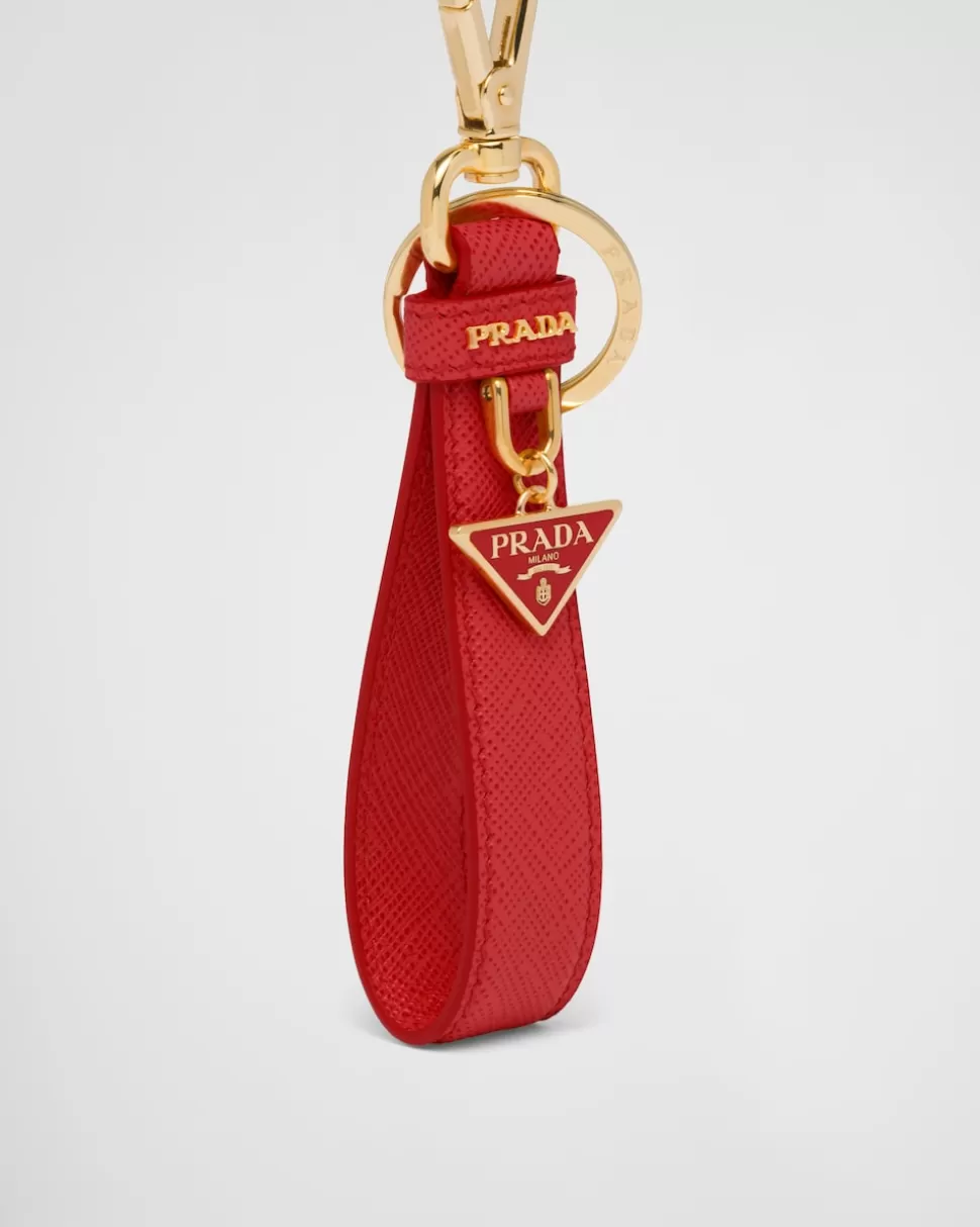 Flash Sale Prada Schlüsselanhänger Aus Saffiano-leder Schwarz