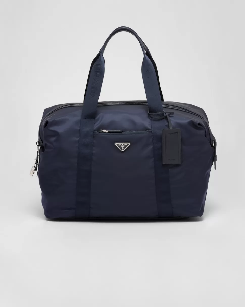 Shop Prada Seesack Aus Re-nylon Und Saffiano-leder Schwarz