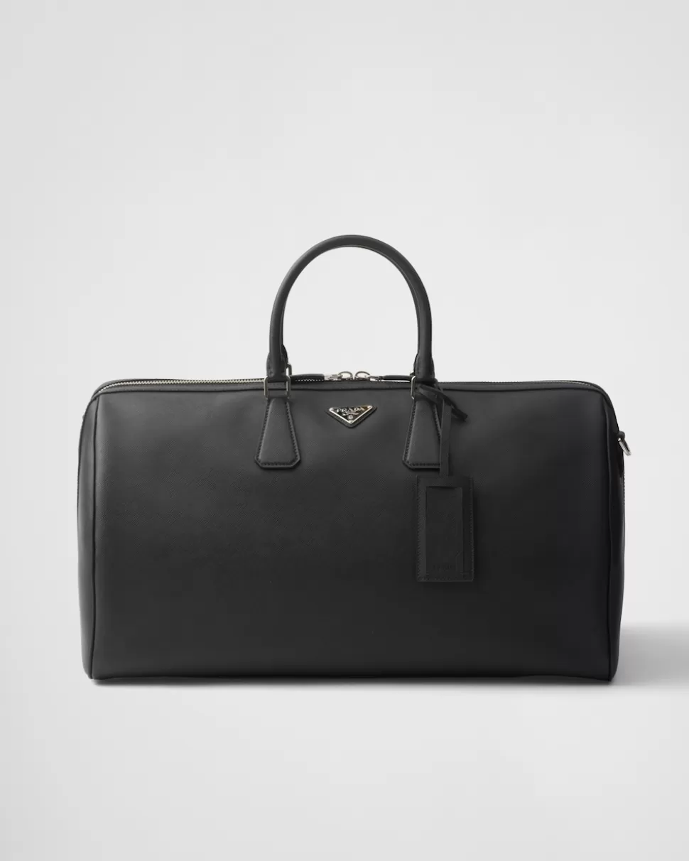 Shop Prada Seesack Aus Saffiano Leder Schwarz