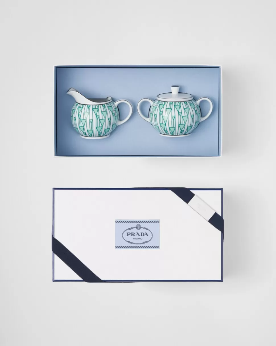 Shop Prada Set Mit Milchkännchen Und Zuckerdose Aus Porzellan – Vienna Green Grün