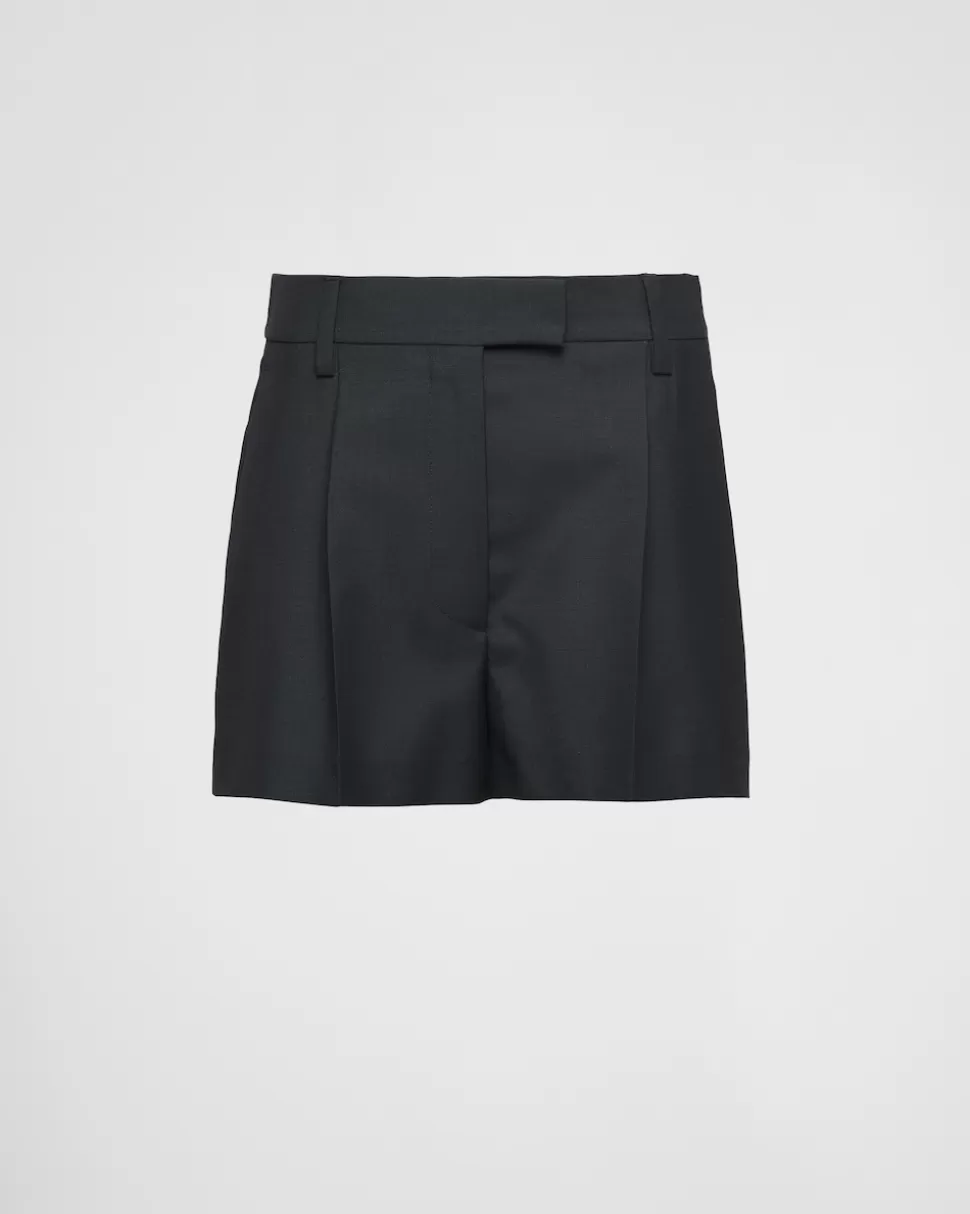 Best Prada Shorts Aus Leichtem Mohair Schwarz