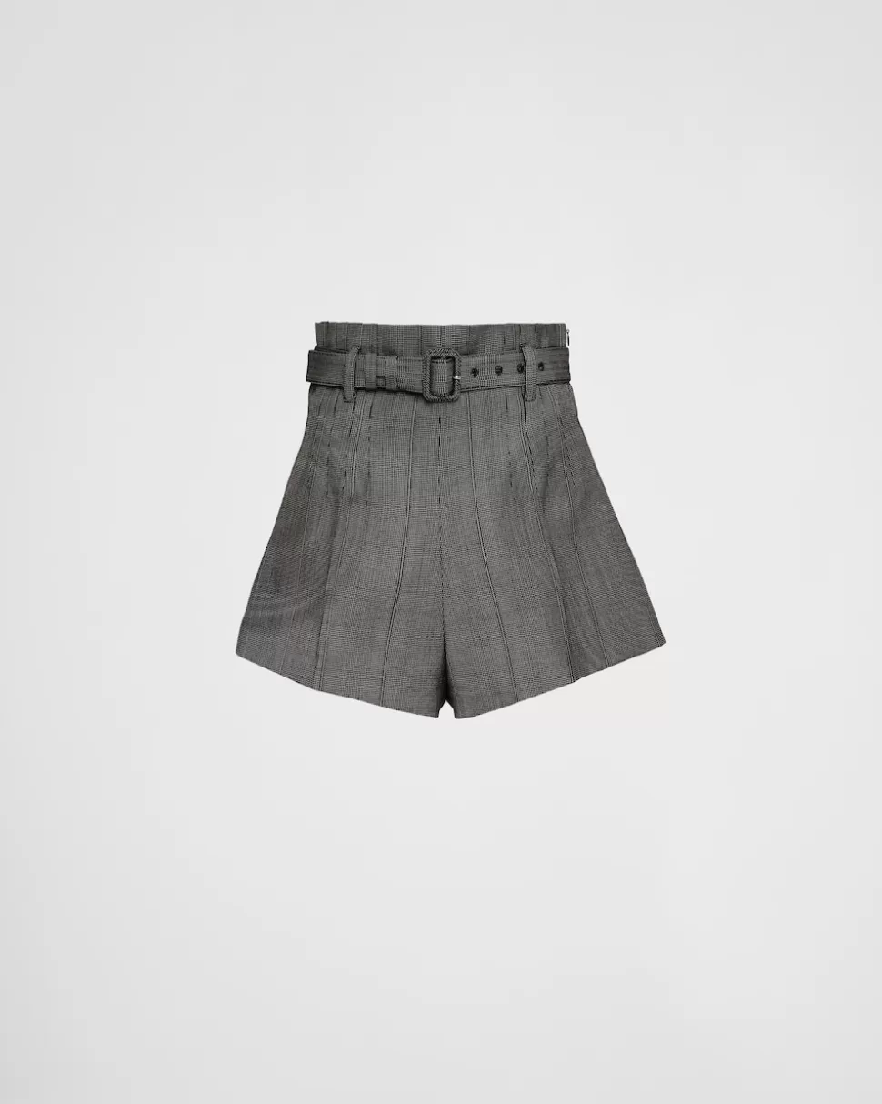 Online Prada Shorts Aus Wolle Mit Nadelstreifen Tabak