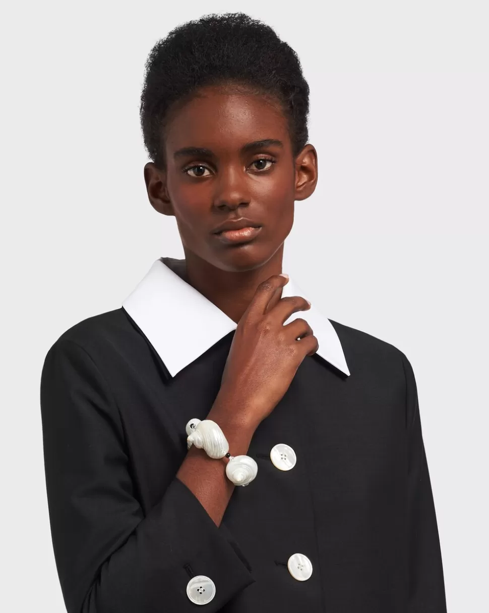 Store Prada Silber-armband Mit Muscheln Perlgrau