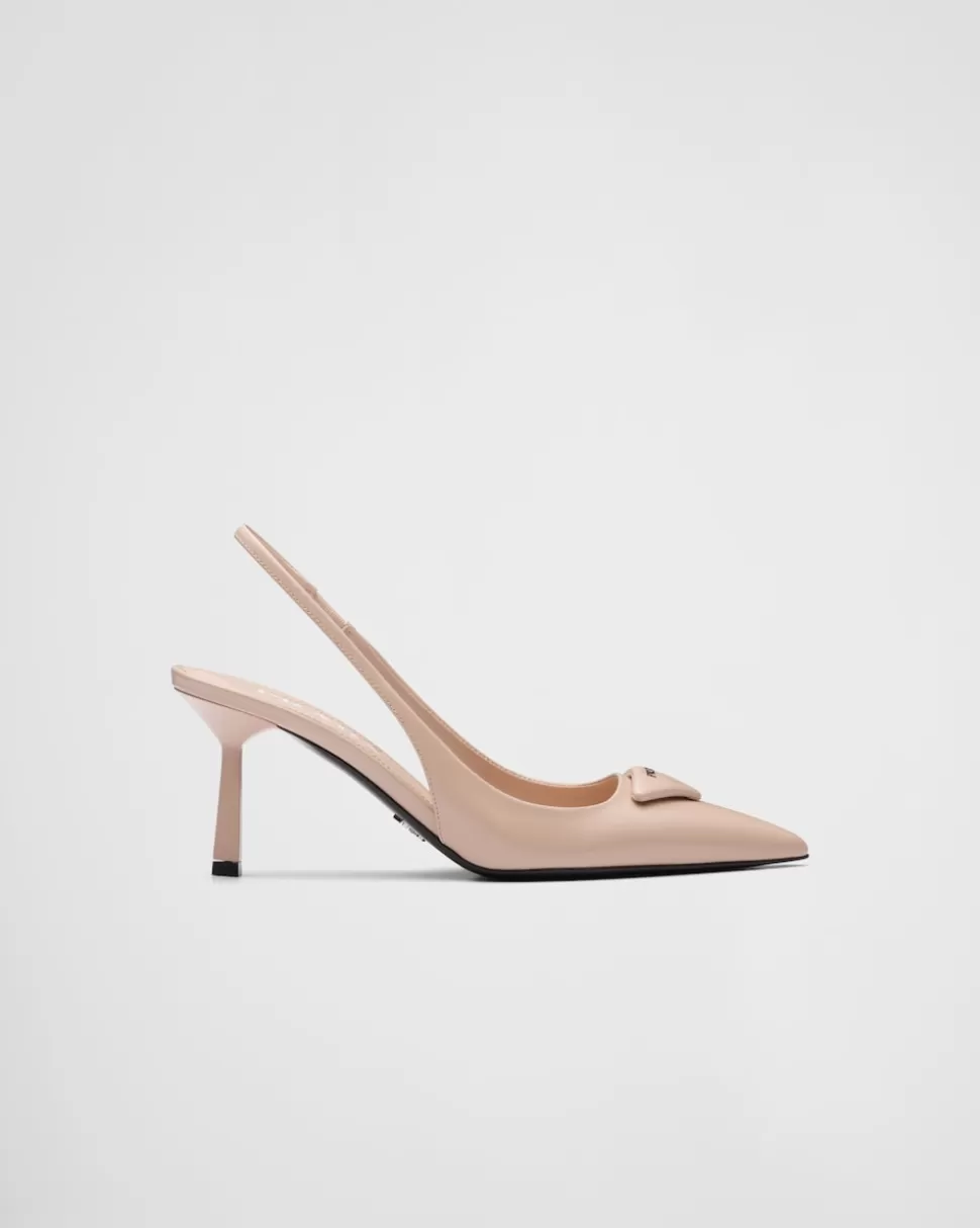 Cheap Prada Slingback-pumps Aus Gebürstetem Leder Schwarz