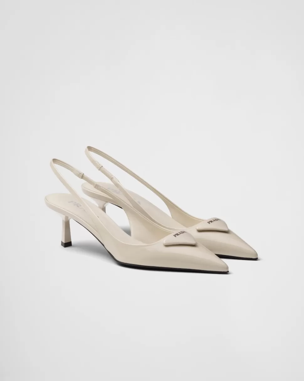 Best Sale Prada Slingback-pumps Aus Lackleder Schwarz