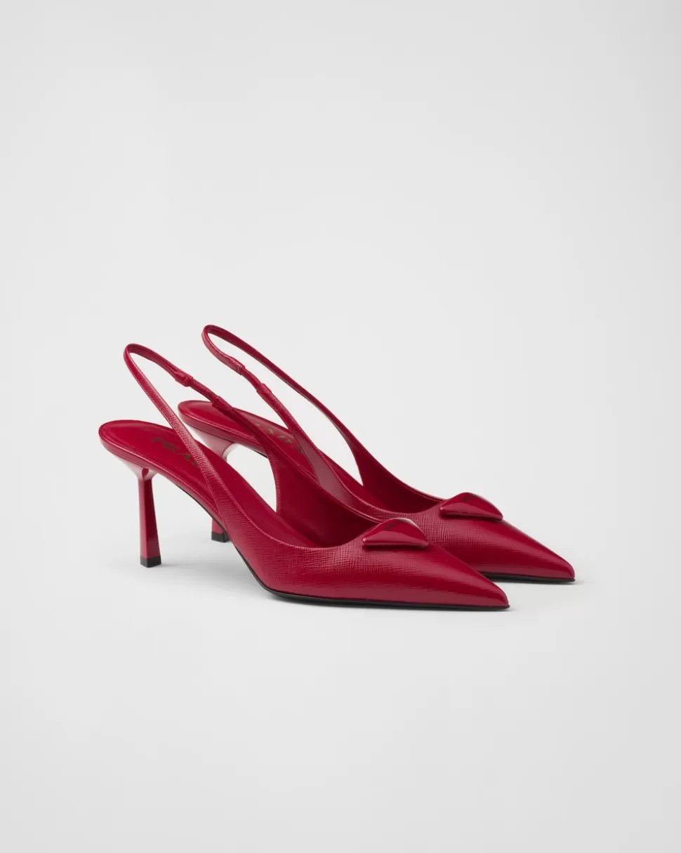 Best Prada Slingback-pumps Aus Saffiano-lackleder Schwarz