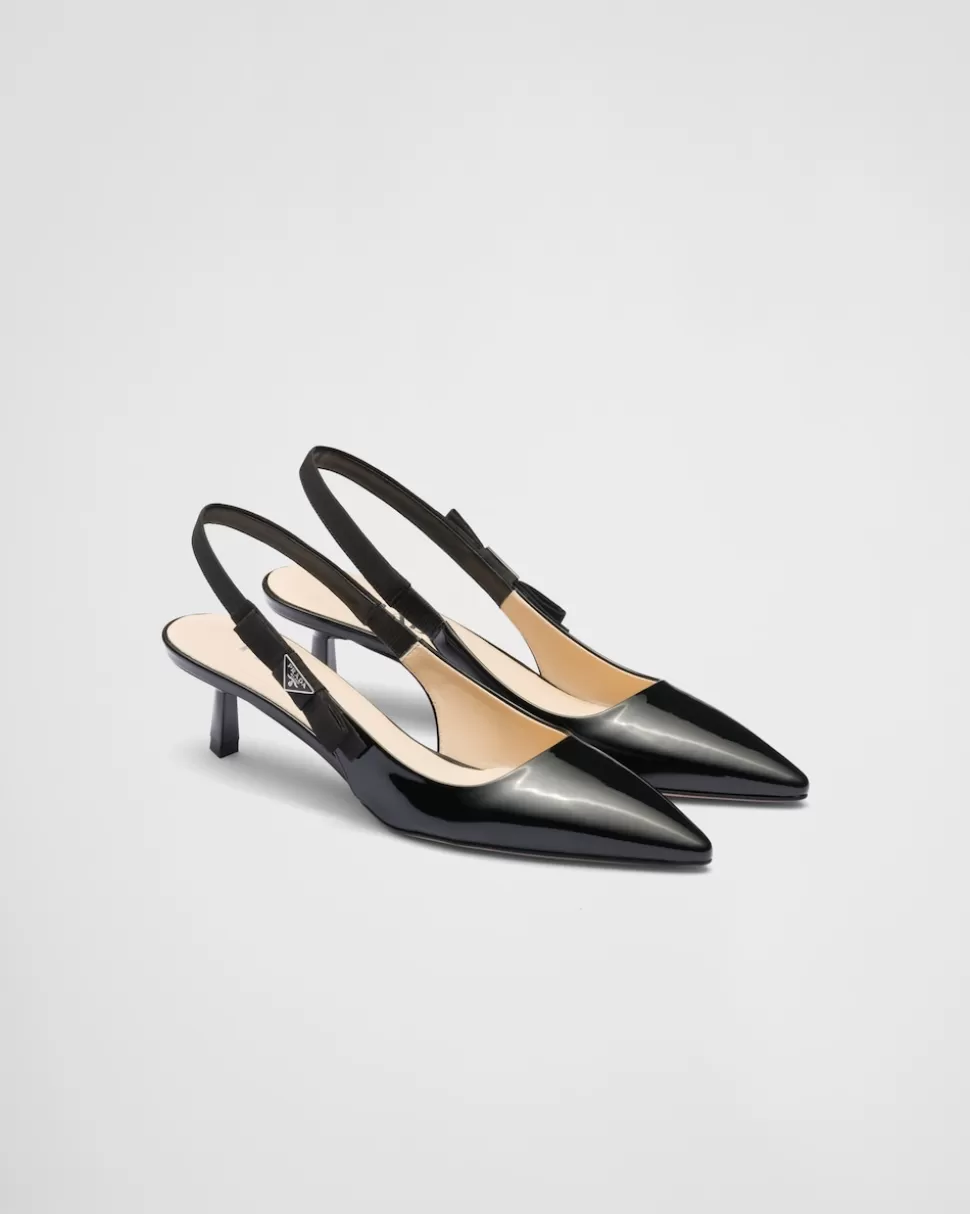 Best Sale Prada Slingbacks Aus Lackleder Schwarz