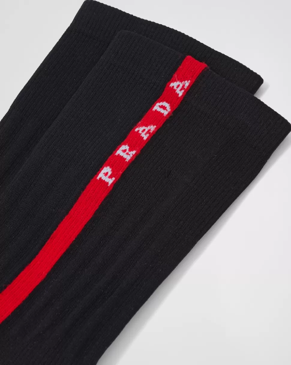 Discount Prada Socken Aus Funktionsnylon Schwarz