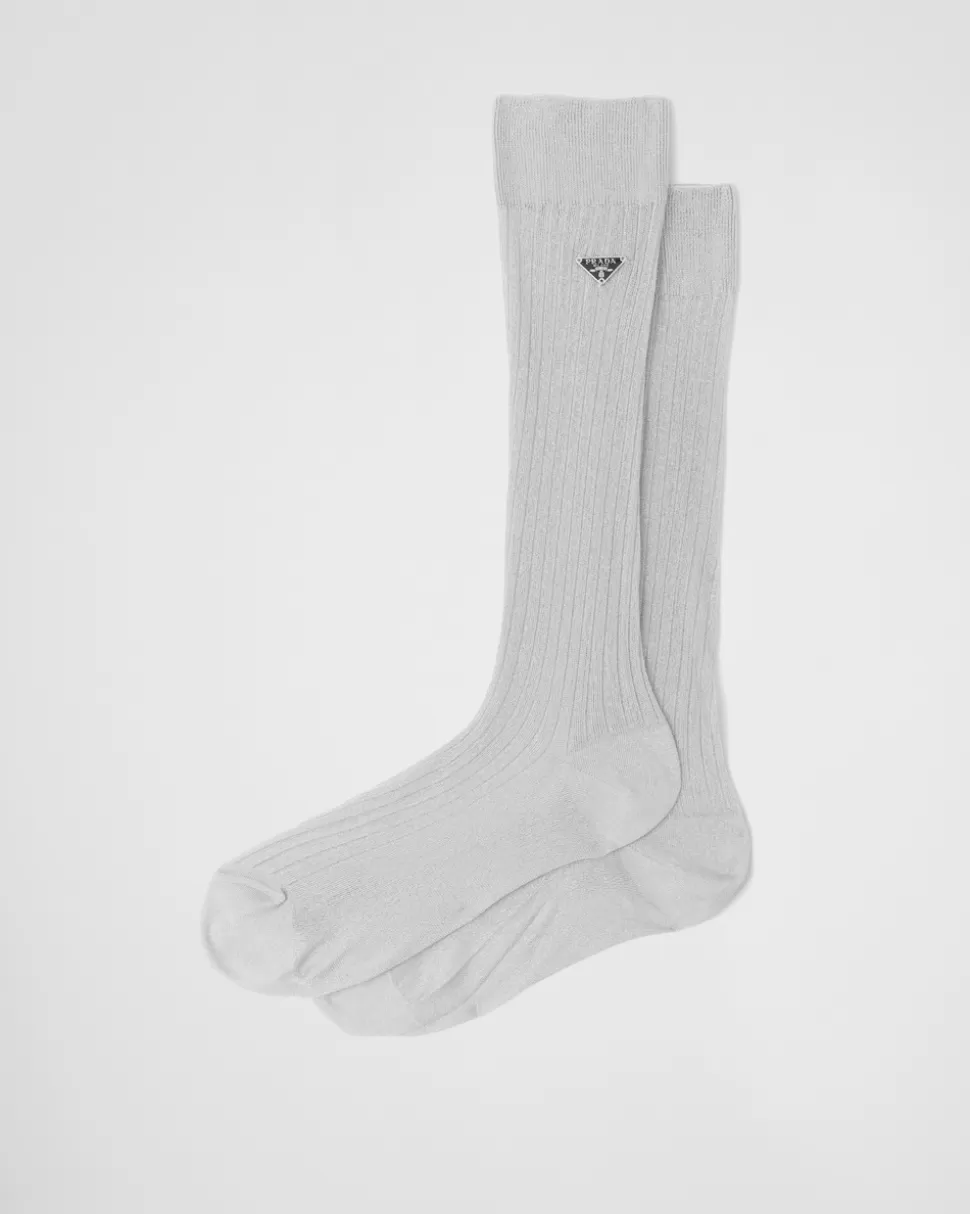 Cheap Prada Socken Aus Lurex Silber