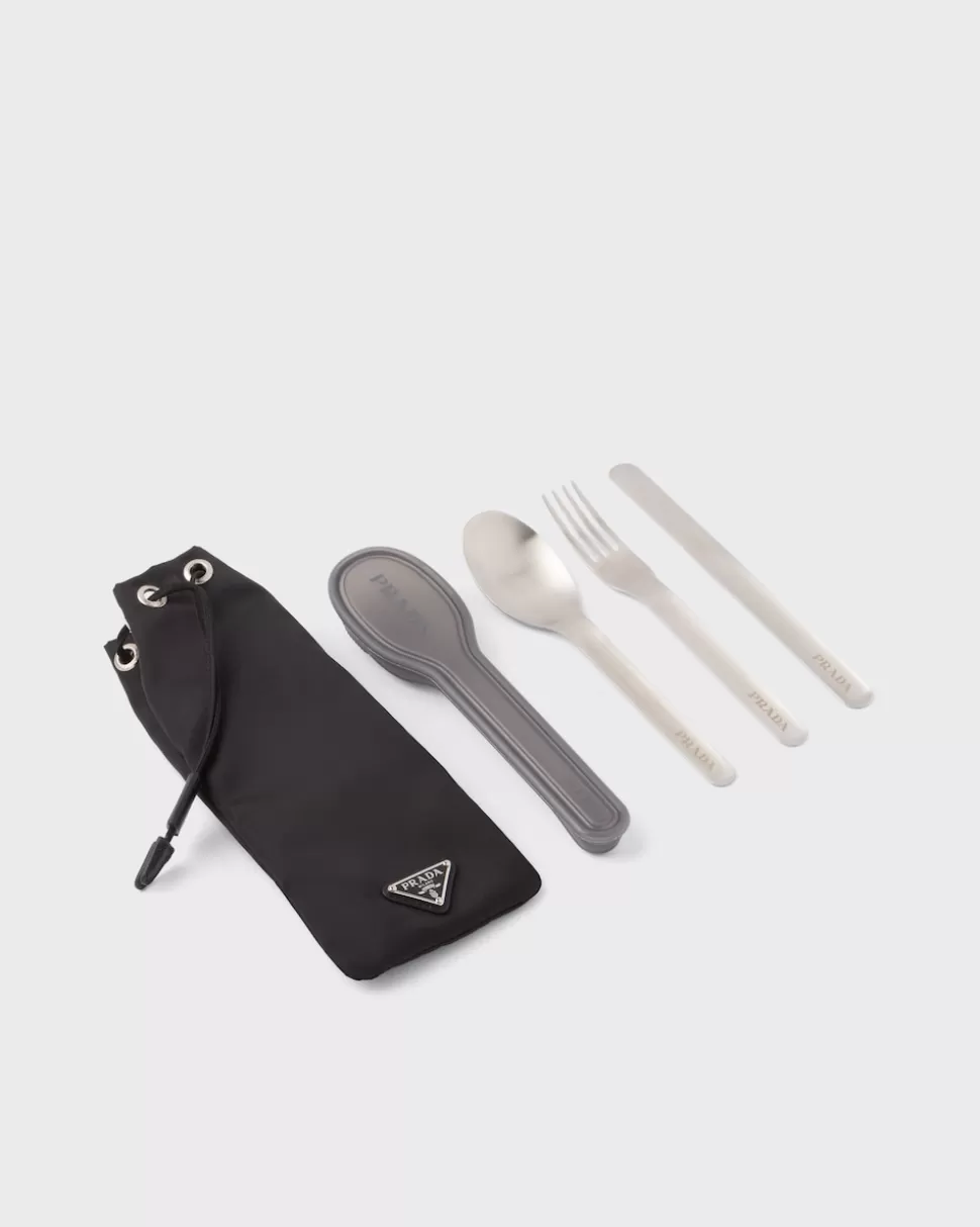 Clearance Prada Stainless Steel Cutlery Set Schwarz