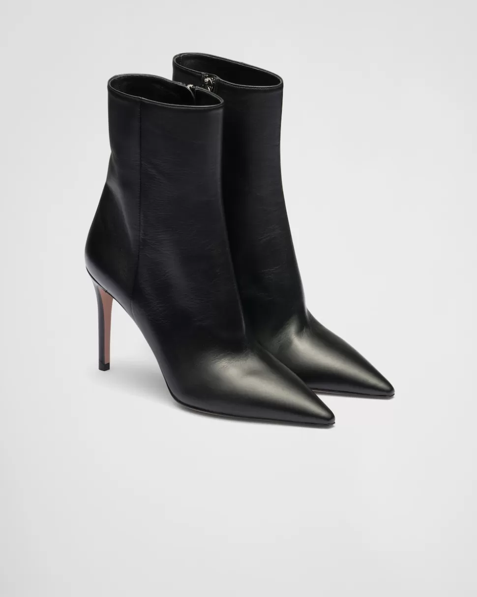 Discount Prada Stiefeletten Aus Nappa-leder Schwarz