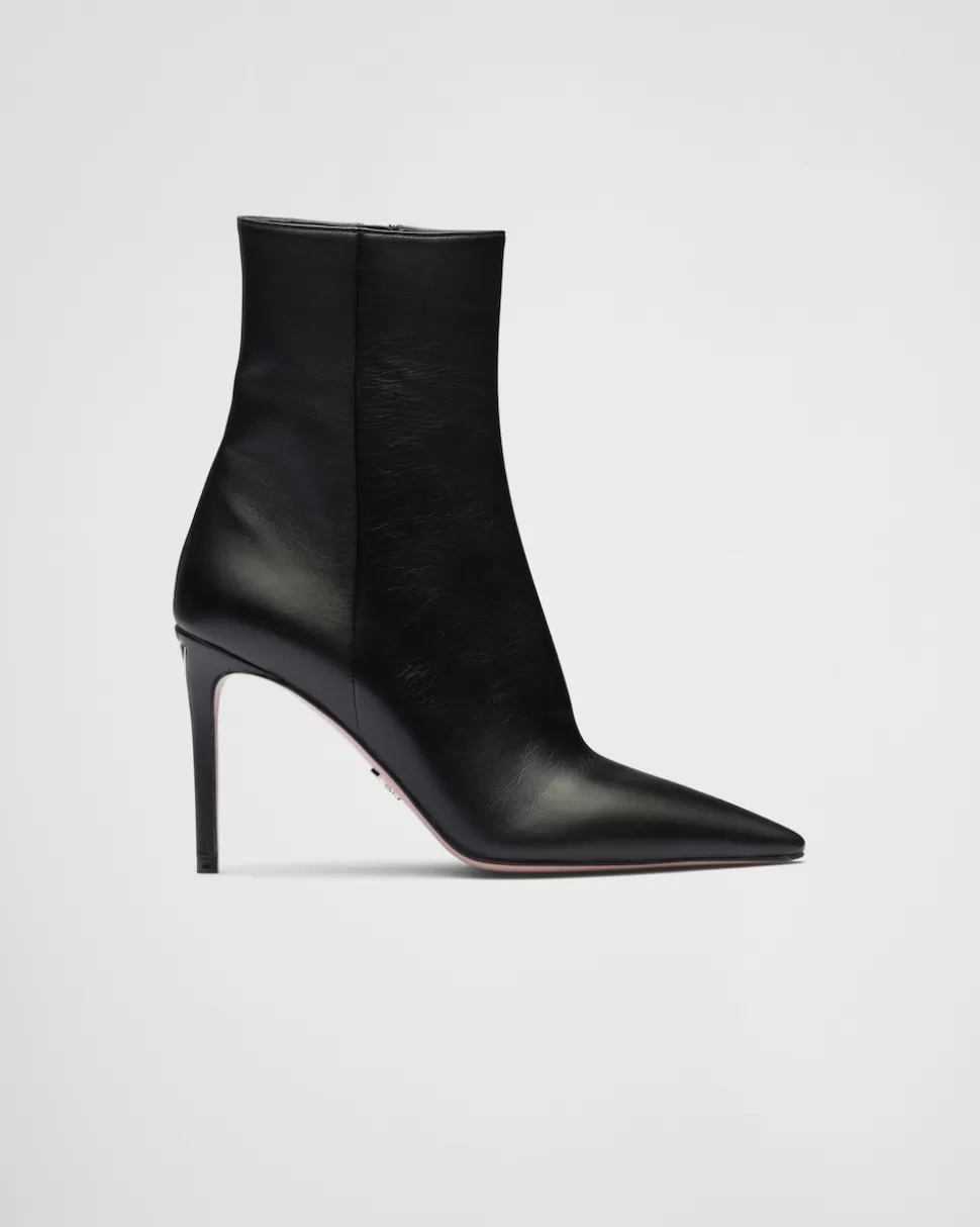 Discount Prada Stiefeletten Aus Nappa-leder Schwarz