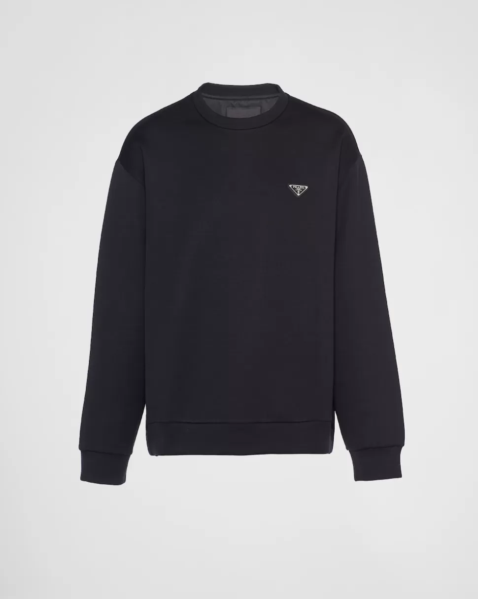 Best Prada Sweatshirt Aus Technischer Baumwolle Schwarz/Schwarz