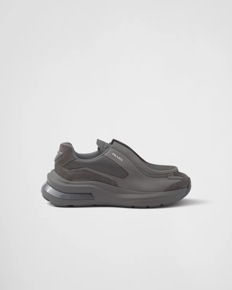 Best Prada Systeme Sneaker Aus Gebürstetem Leder Mit Elementen Aus Bike-gewebe Und Wildleder Schwarz