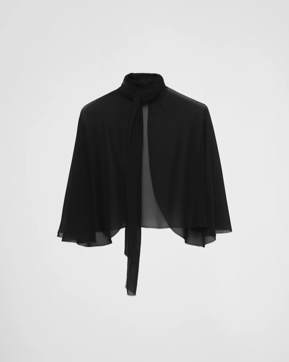 Best Sale Prada Top Aus Georgette Schwarz