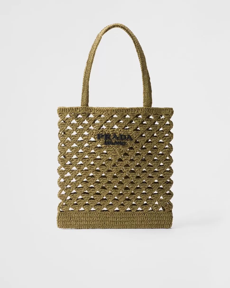 Cheap Prada Tote Bag Aus Gehäkeltem Webstoff Natur