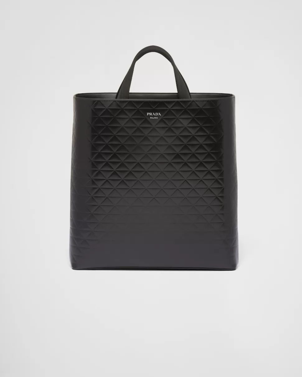 Discount Prada Tote Bag Aus Leder Schwarz