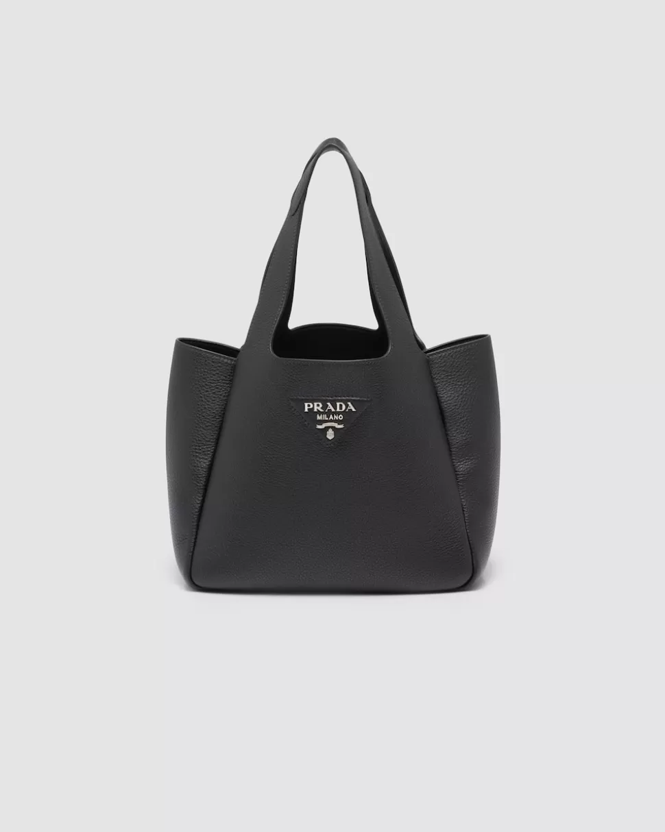 Best Sale Prada Tote Bag Aus Leder Schwarz