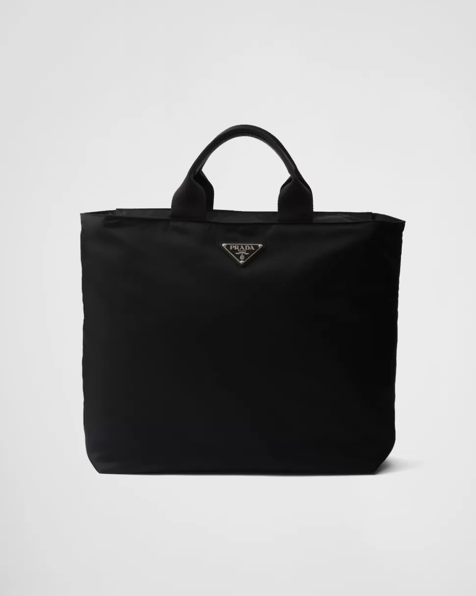 Hot Prada Tote Bag Aus Re-nylon Und Saffiano-leder Schwarz