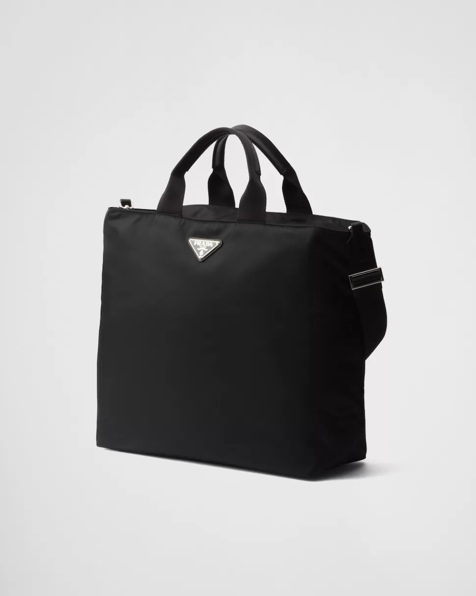 Hot Prada Tote Bag Aus Re-nylon Und Saffiano-leder Schwarz