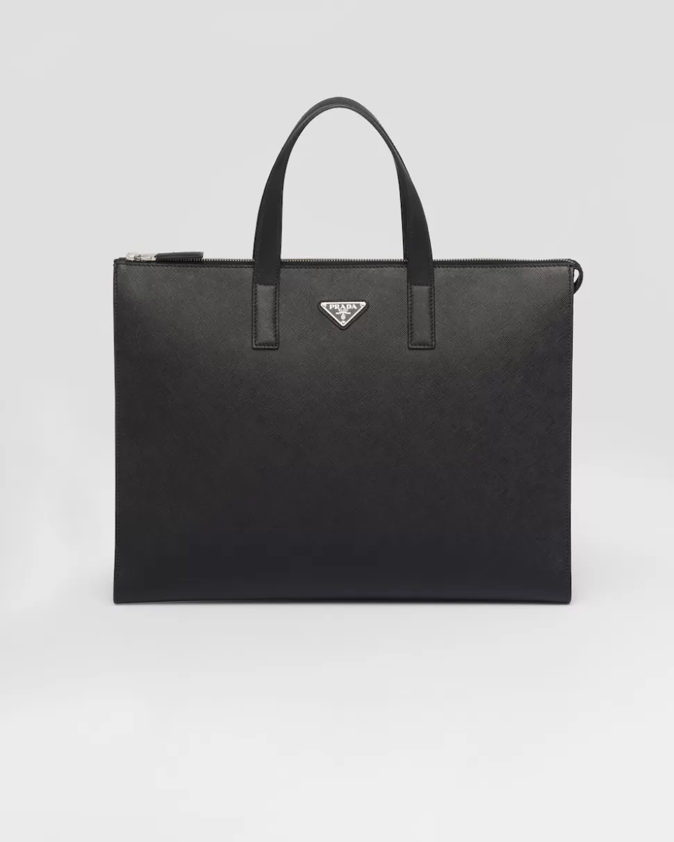 Cheap Prada Tote Bag Aus Saffiano-leder Schwarz