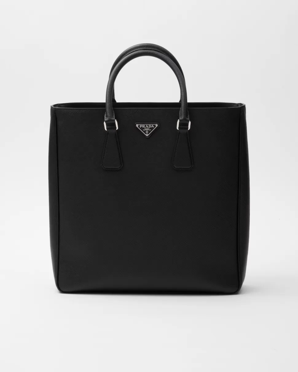 Discount Prada Tote Bag Aus Saffiano-leder Schwarz