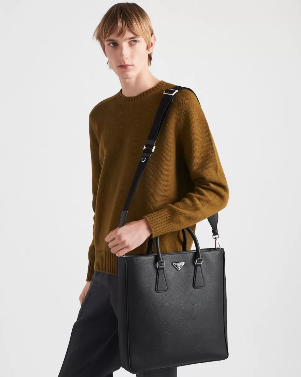 Discount Prada Tote Bag Aus Saffiano-leder Schwarz