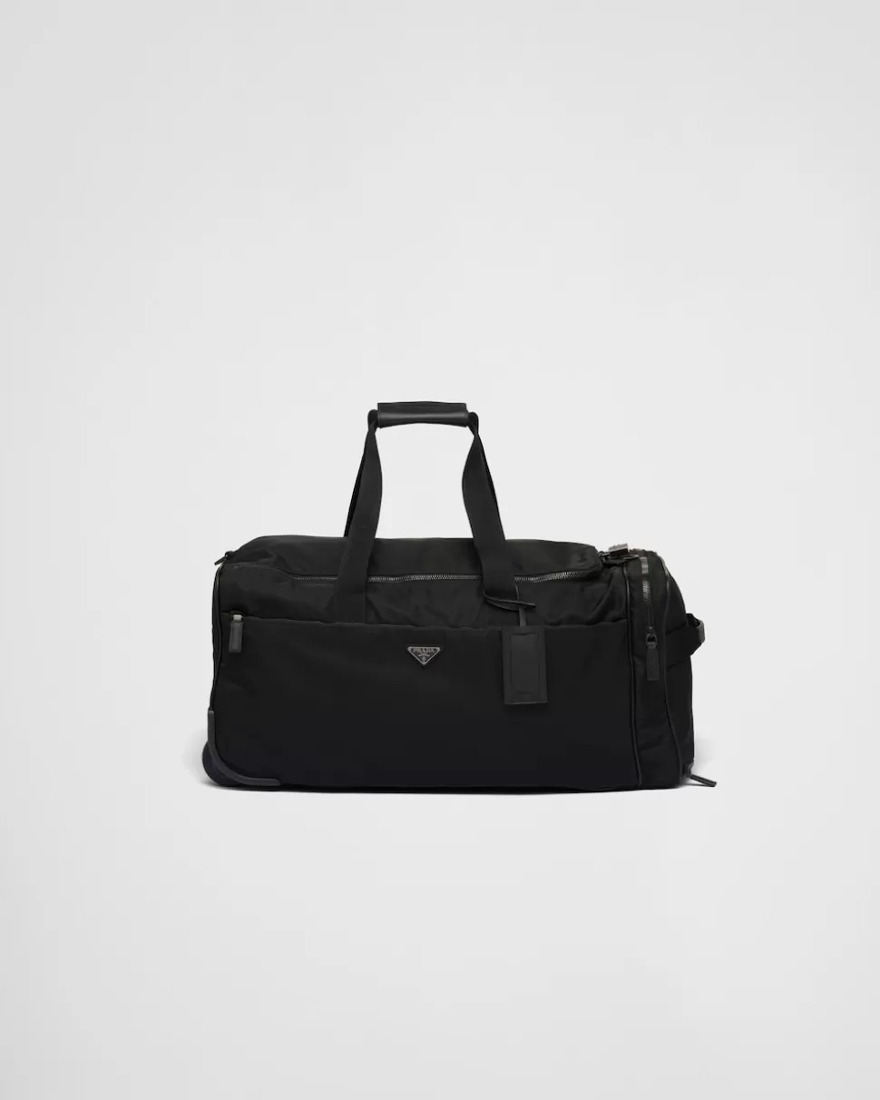 Sale Prada Trolley Aus Re-nylon Und Saffiano-leder Schwarz