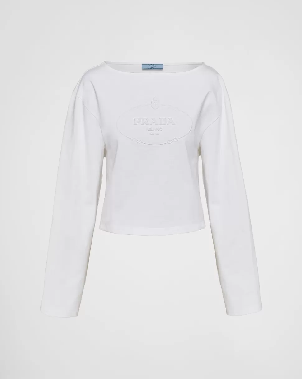 Best Prada T-shirt Aus Jersey Weiss